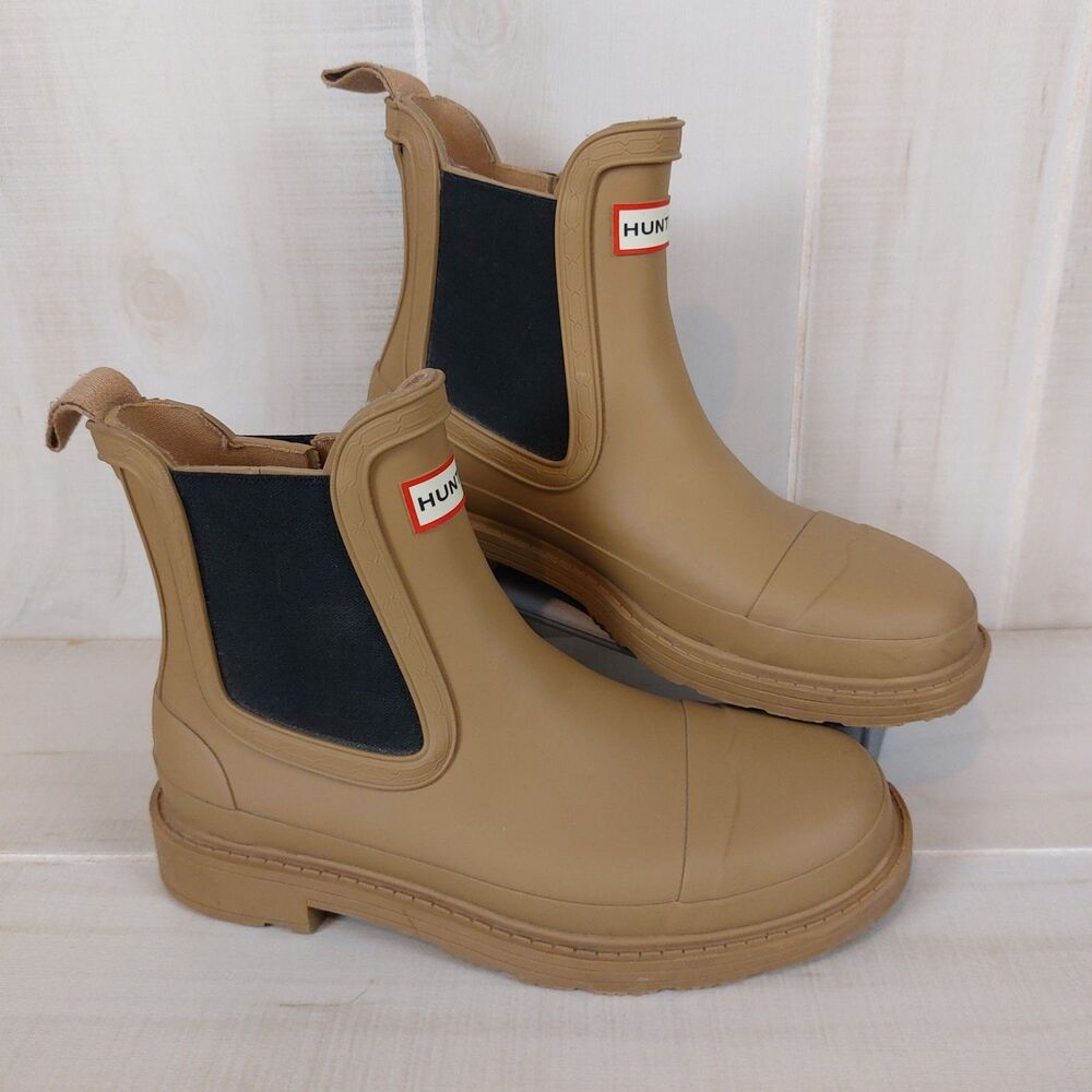 Hunter Commando Chelsea Rain Boots Women's Size 5 Utility Brown Rubber - Picture 4 of 8